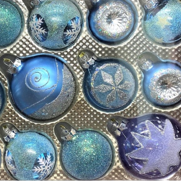Large Sets 15 Glass Christmas Ornaments Home For The Holidays in Gold Siver Blue - Picture 9 of 11